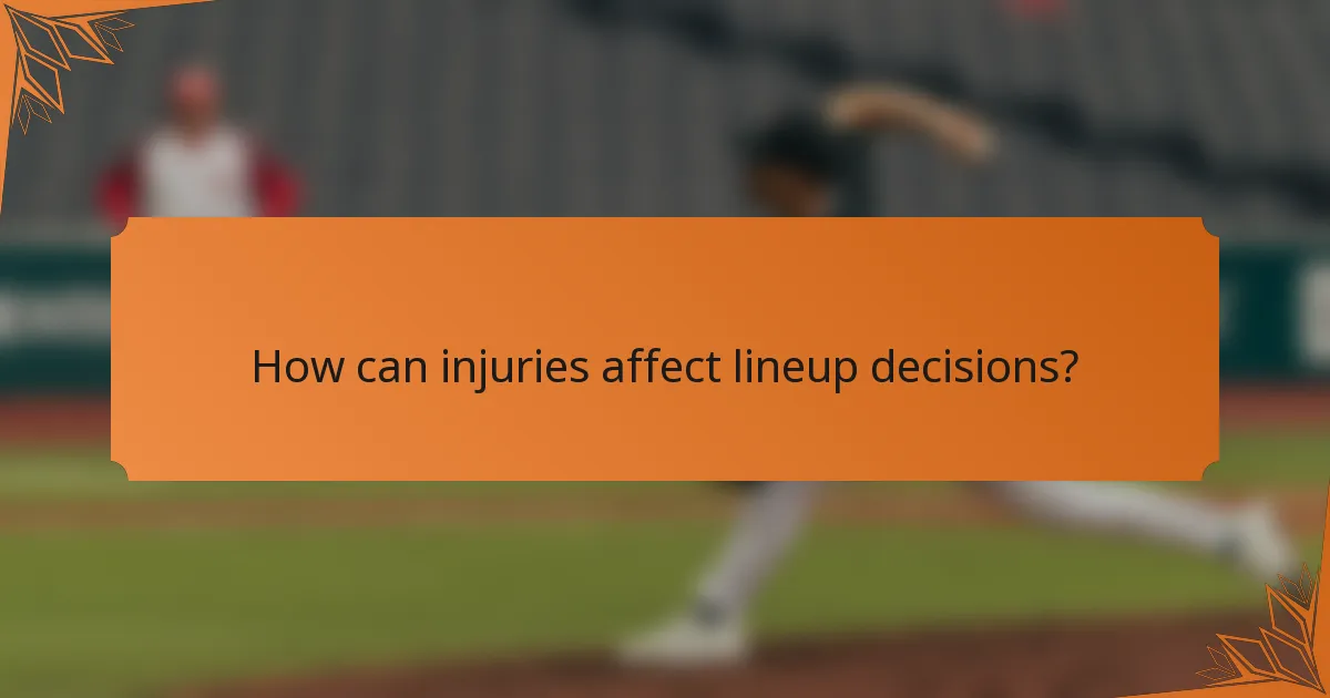 How can injuries affect lineup decisions?
