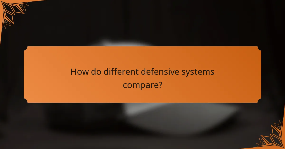 How do different defensive systems compare?